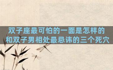 双子座最可怕的一面是怎样的 和双子男相处最忌讳的三个死穴